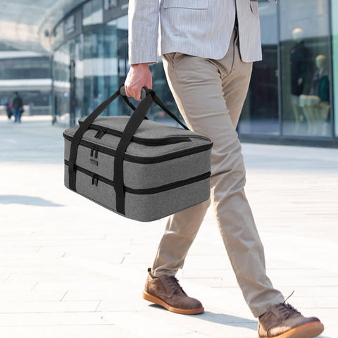 Trunab in a picnic setting carrying hot and cold dishes to simplify outdoor serving