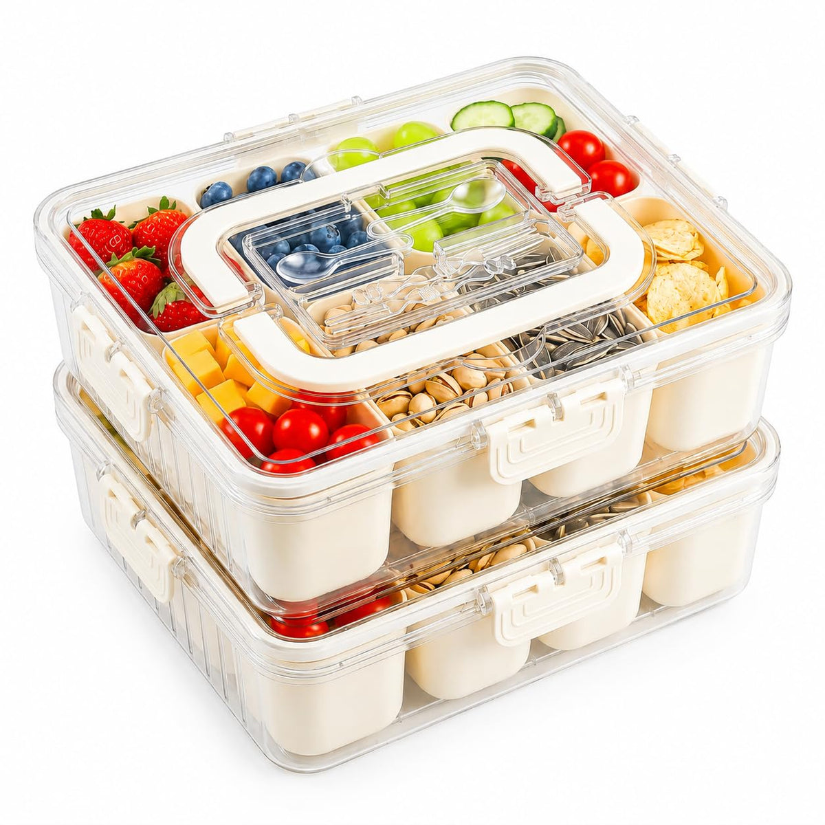 Trust Bliss front view showing two snackle boxes — clear organized packing