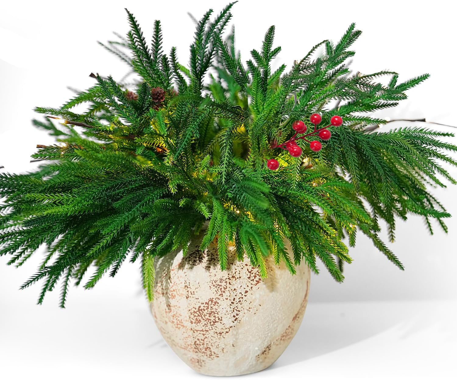 trytuny front view of 12-piece Norfolk pine branches showing natural appearance and convenience