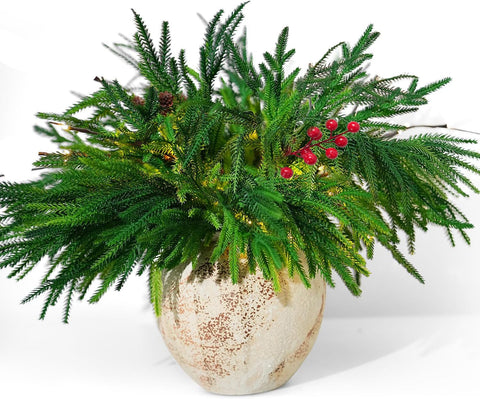 trytuny front view of 12-piece Norfolk pine branches showing natural appearance and convenience