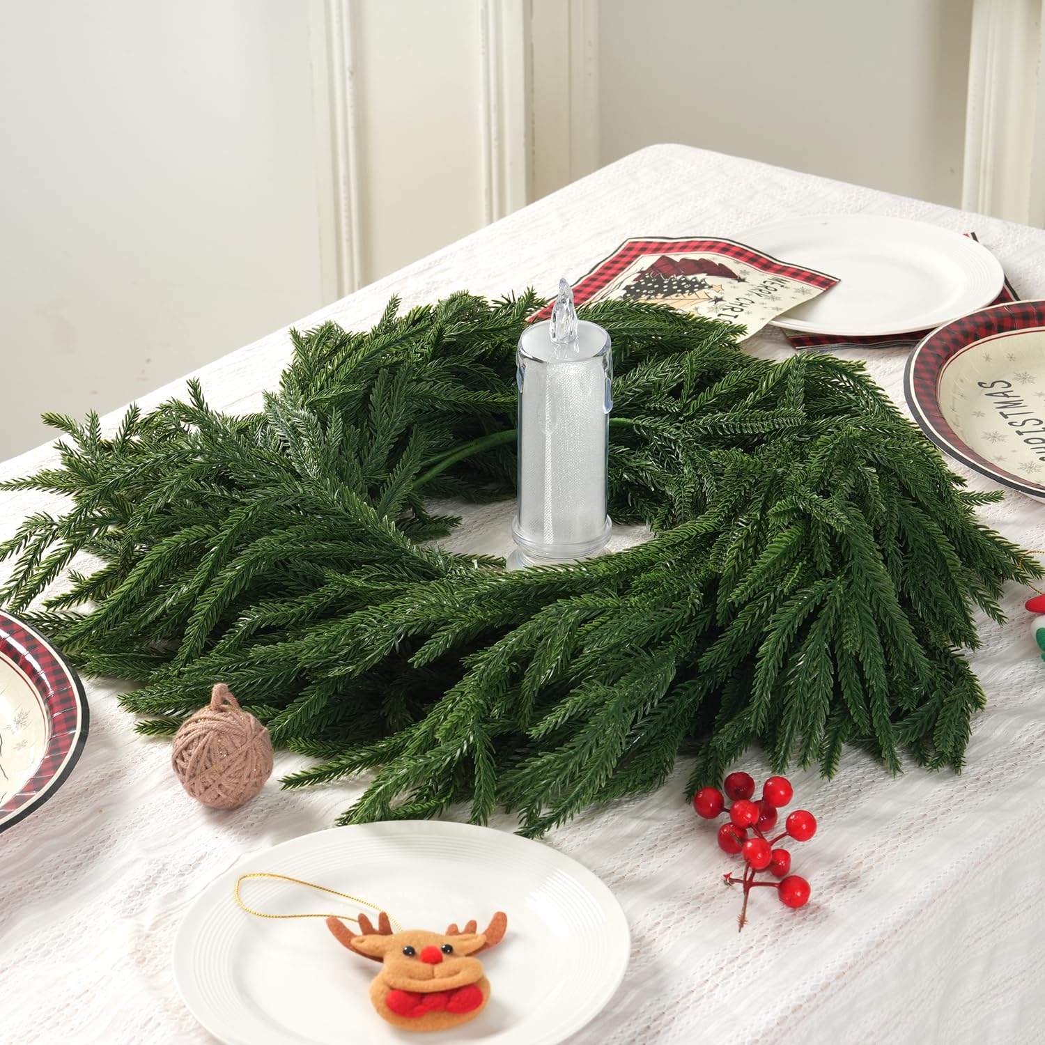 trytuny garland used as table centerpiece providing holiday focal point