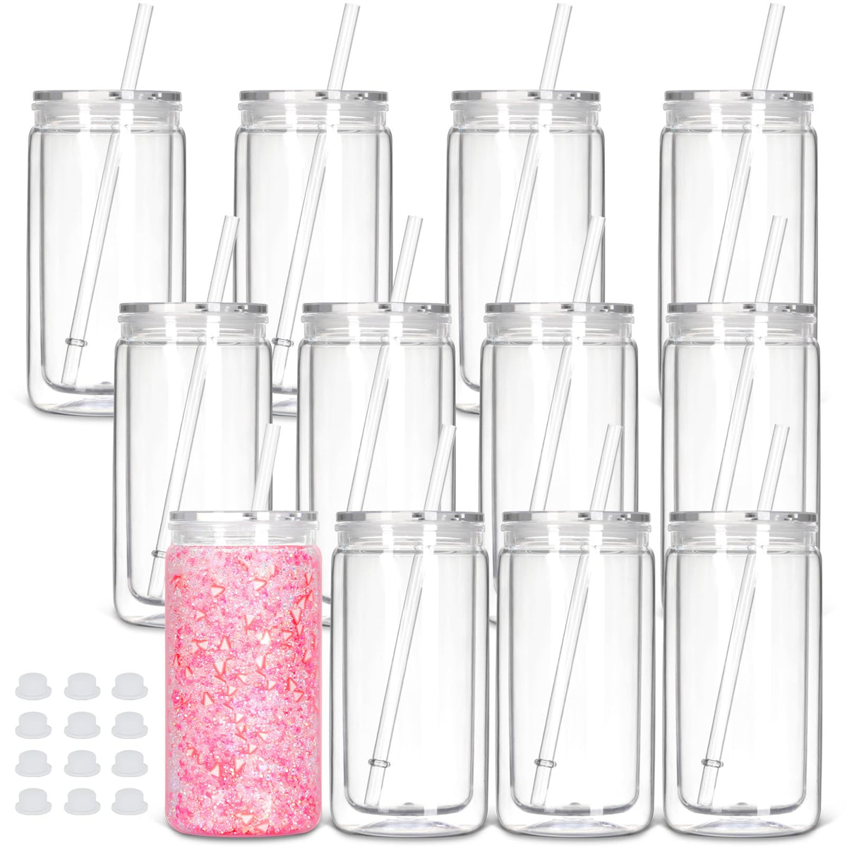 Tswofia clear front packaging showing tumbler and included accessories for easy crafting
