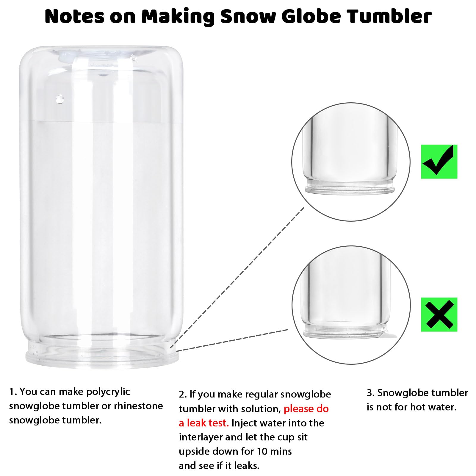 Tswofia tumbler filled with glitter demonstrating snow globe visual effect