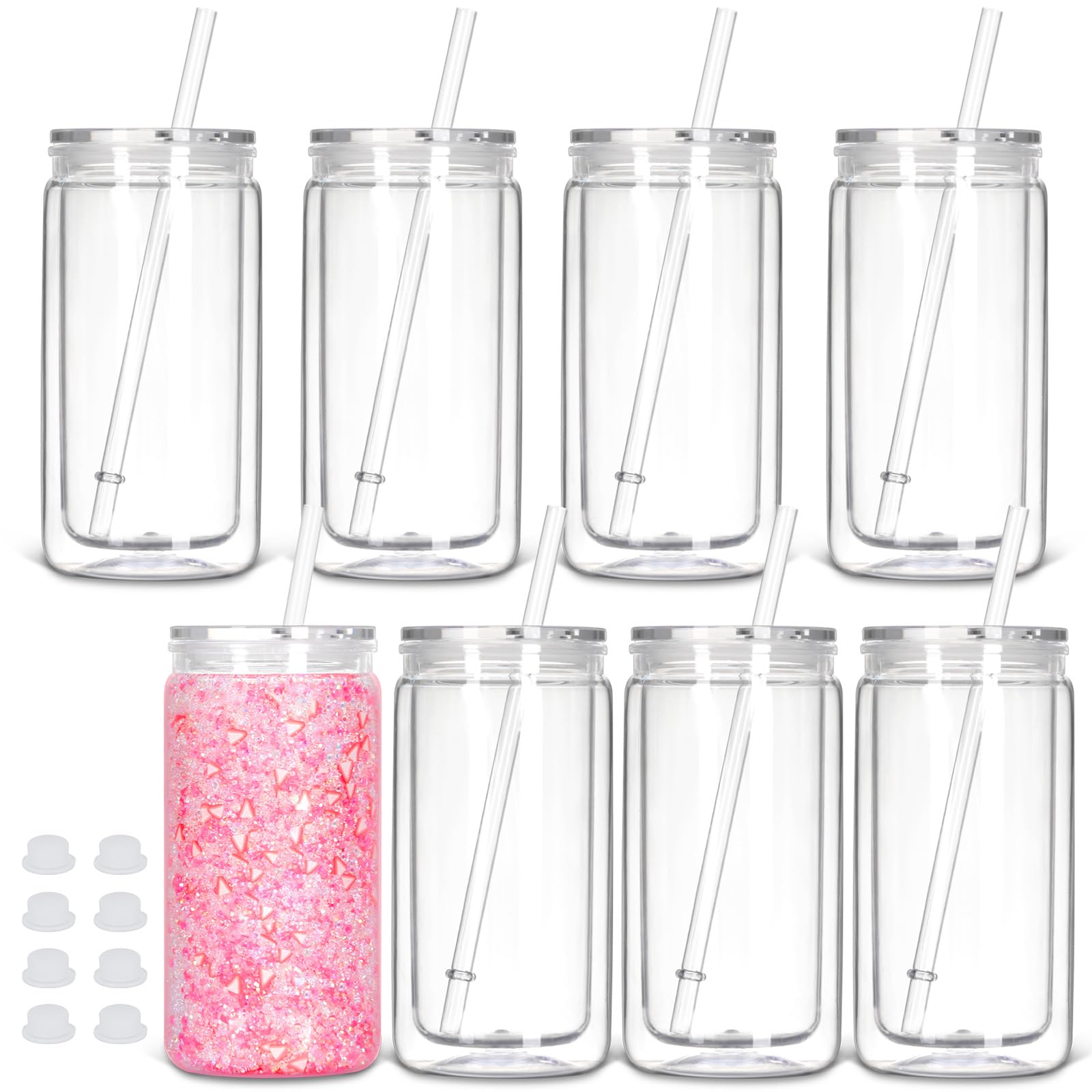 Tswofia clear 16oz tumbler front view showing clean design and durability