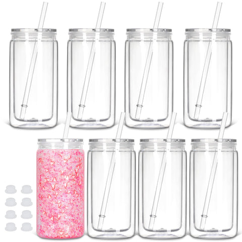 Tswofia clear 16oz tumbler front view showing clean design and durability