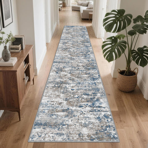 TTelephant front view of runner showing size and abstract design, improves hallway style