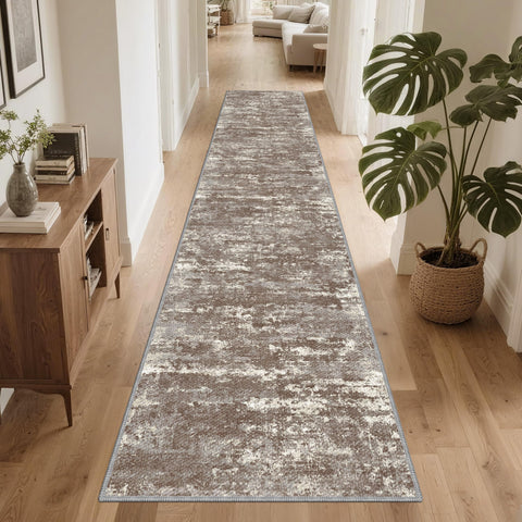 TTelephant front view of 2x10 runner showing abstract brown design and full length benefit