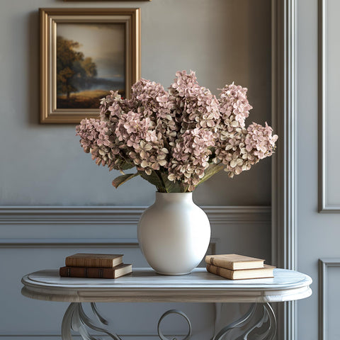 Ttranewsoo autumn centerpiece with hydrangeas adding seasonal warmth benefit