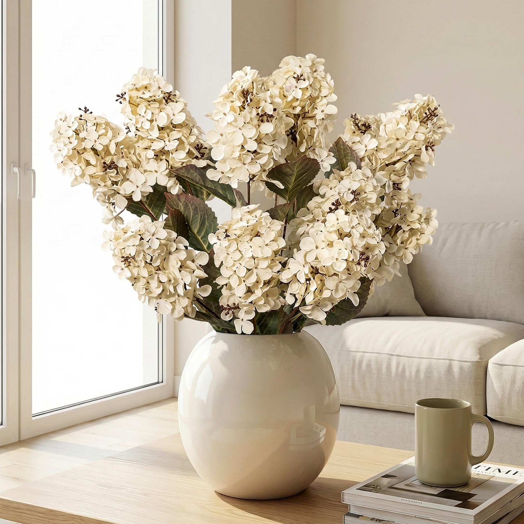 Ttranewsoo arranged in a vase on a living room table to enhance neutral home decor