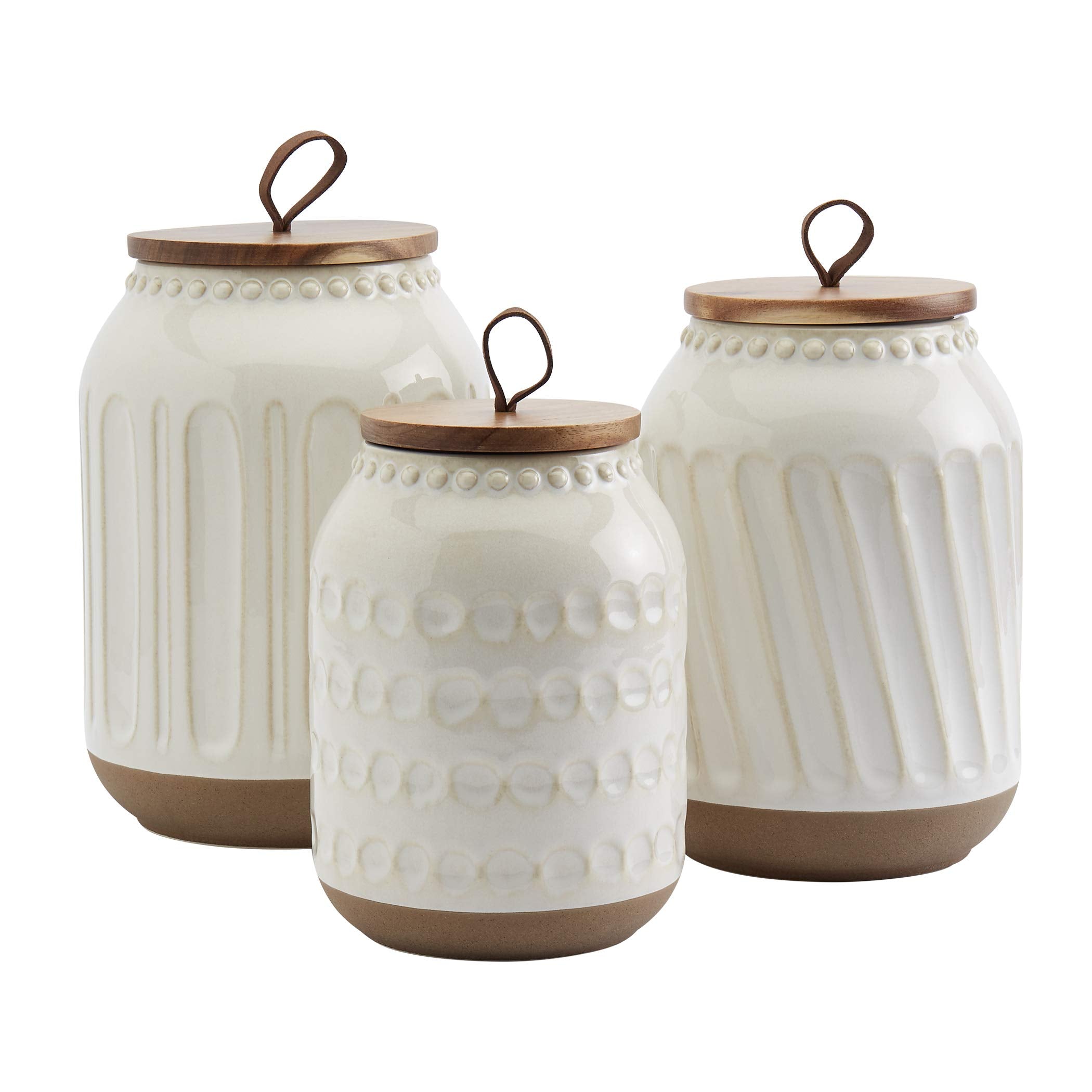 TTU Ziggy front packaging showing three white canisters and acacia lids for neat storage