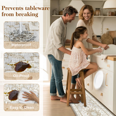 tubeamin mat in use at sink providing standing comfort while cooking