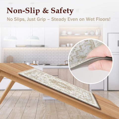 tubeamin textured non-slip rubber backing secures mat to floor