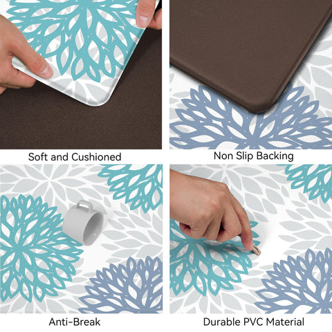 tubeamin teal mat placed at sink showing comfort while standing