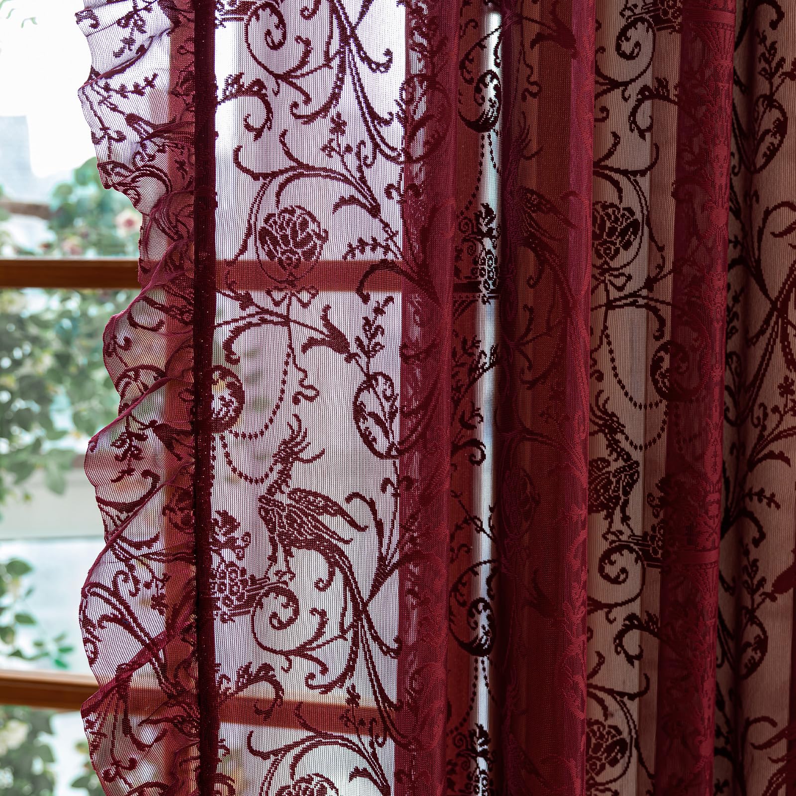 TUDECO front view of burgundy curtain pair adds elegant warmth