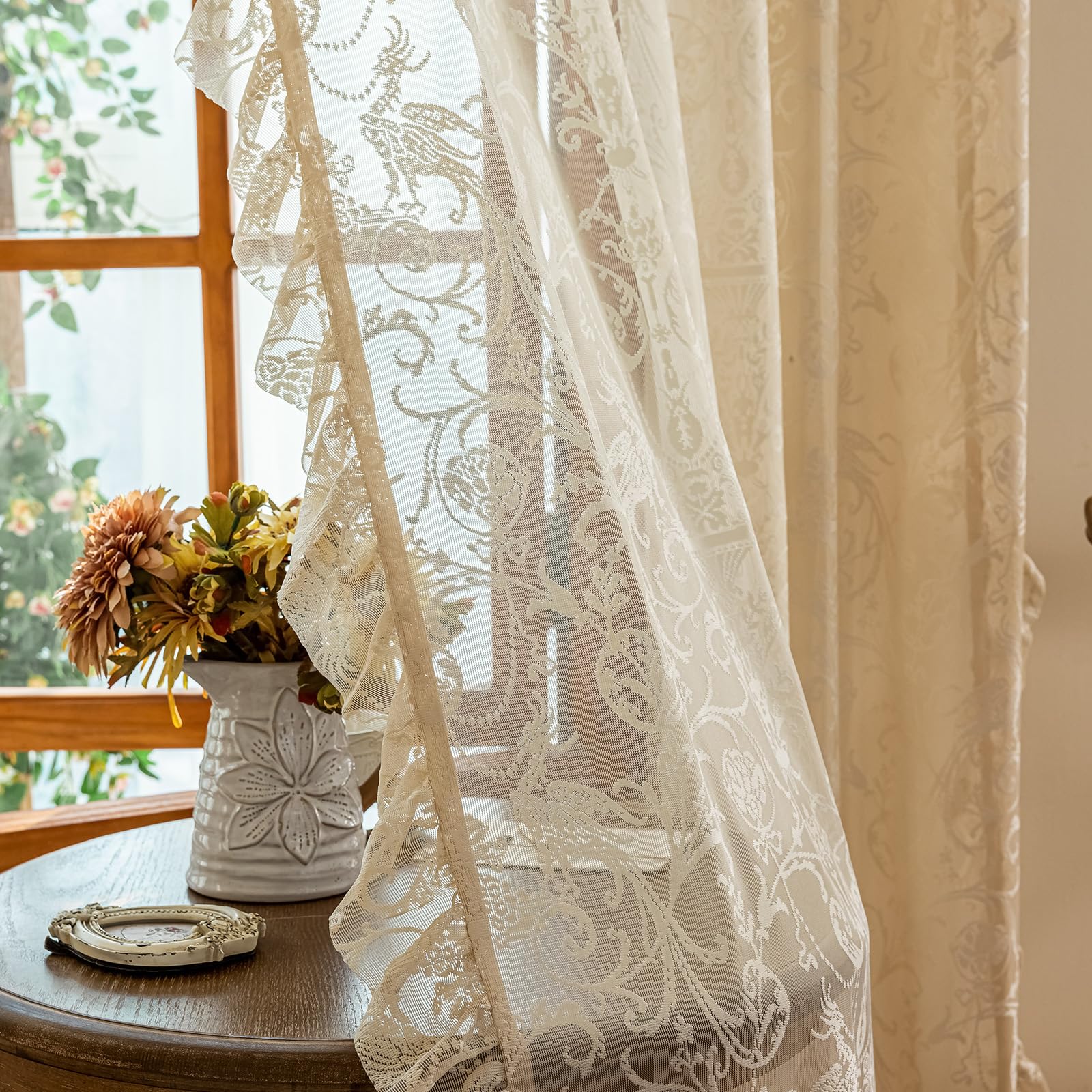 TUDECO curtains beside chair showing scale and appropriate window coverage