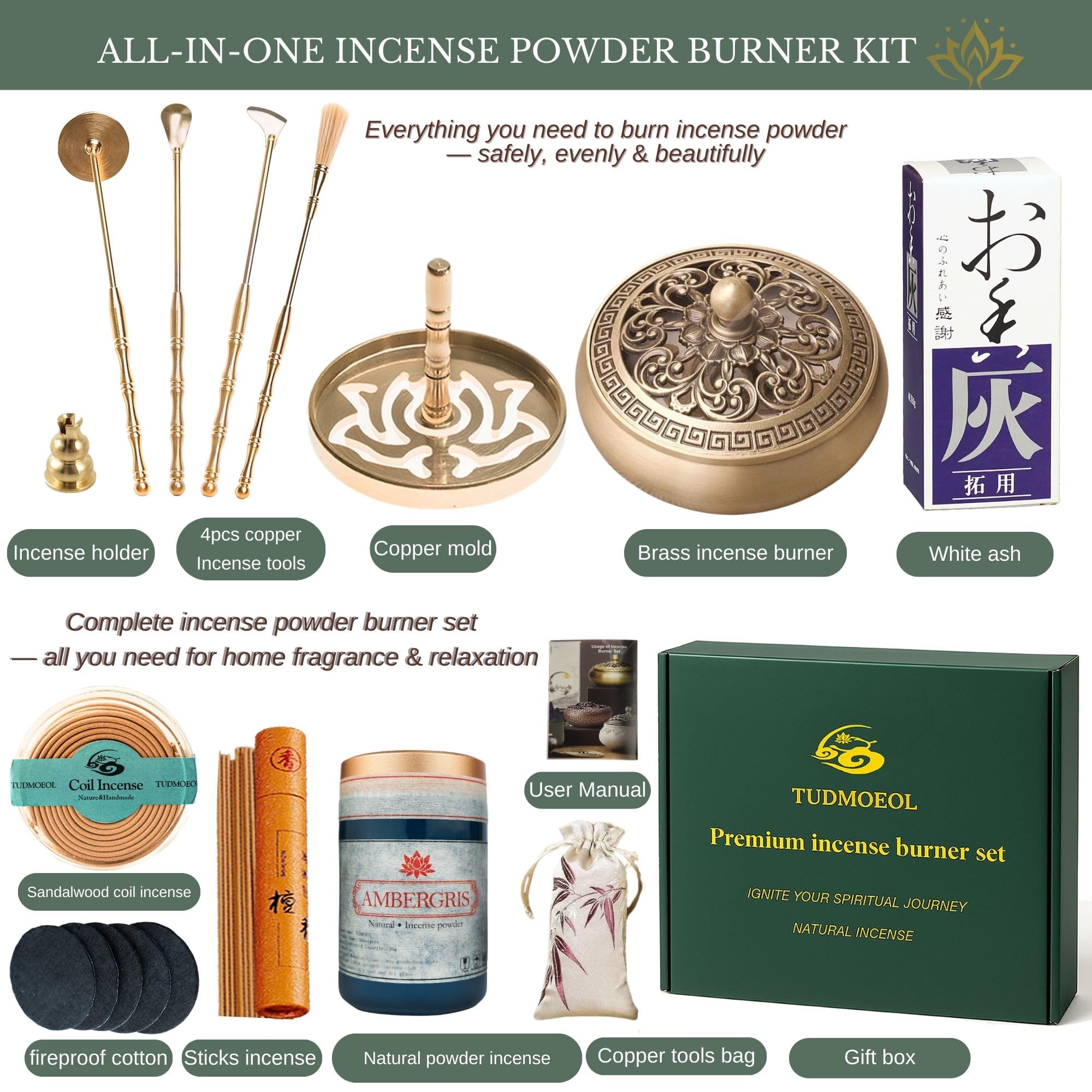 TUDMOEOL lotus mold detail showing reusable shape for consistent incense forms