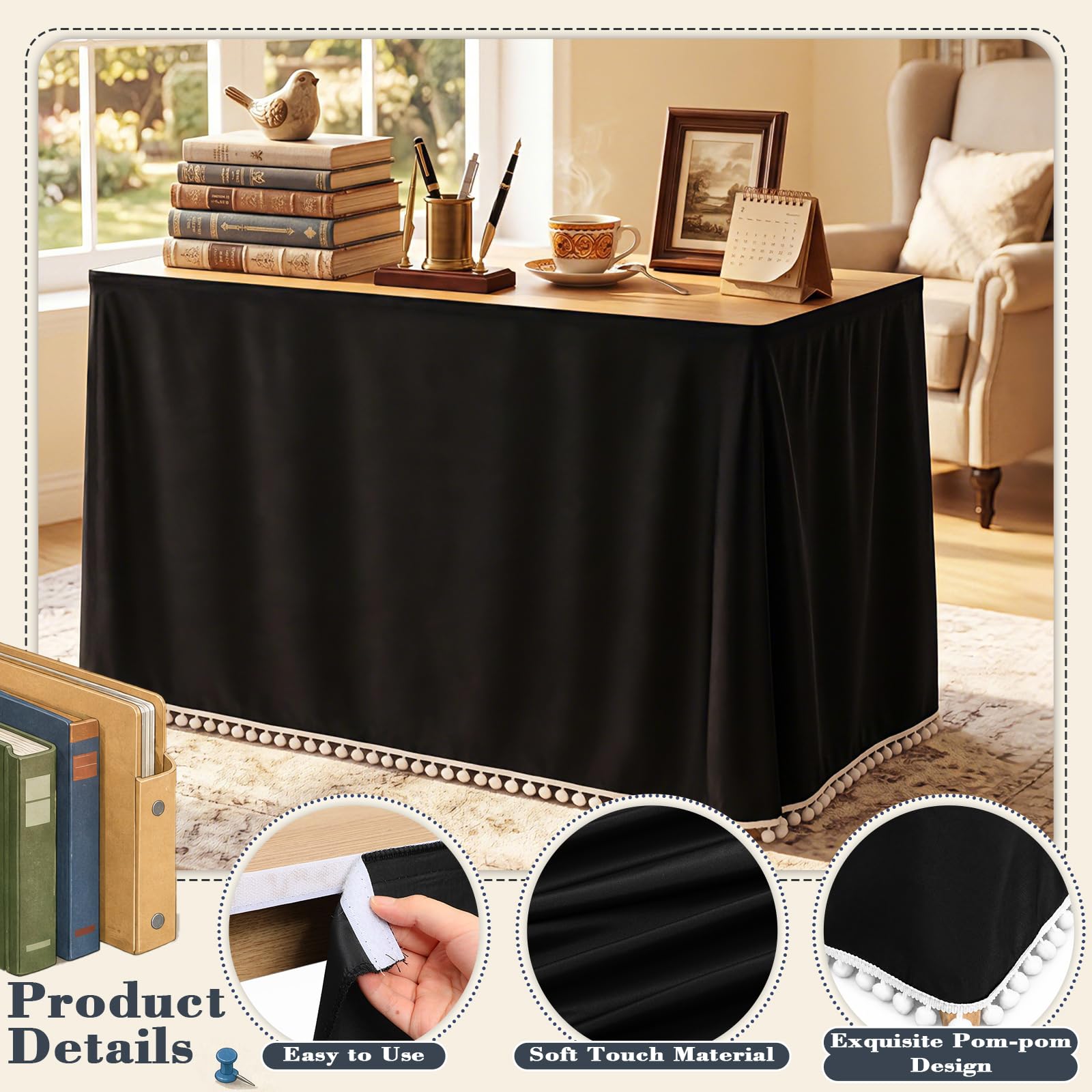 Tudomro skirt on classroom table shows tidy, organized teaching setup