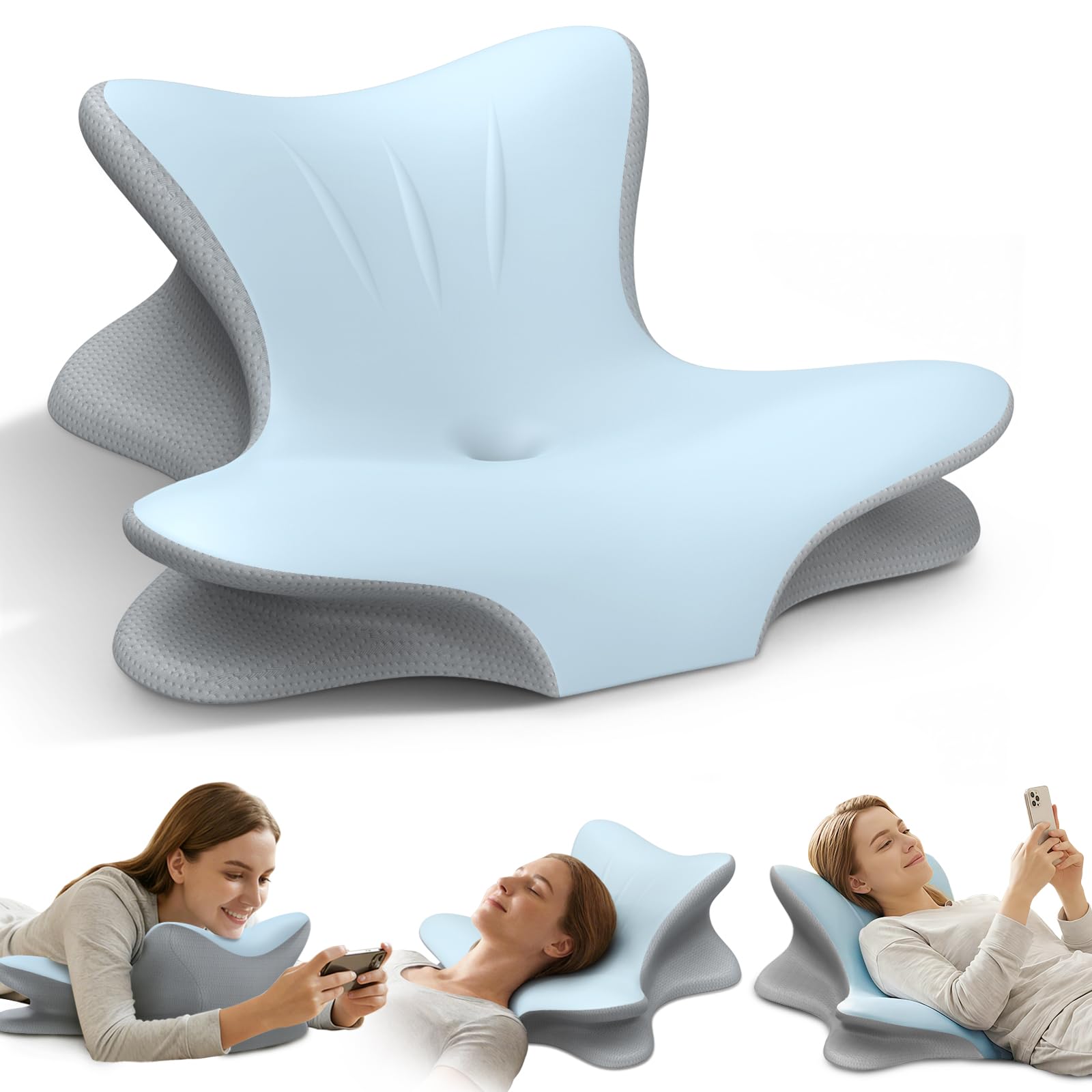 Tujami pillow front view showing ergonomic wedge and stable base for better posture