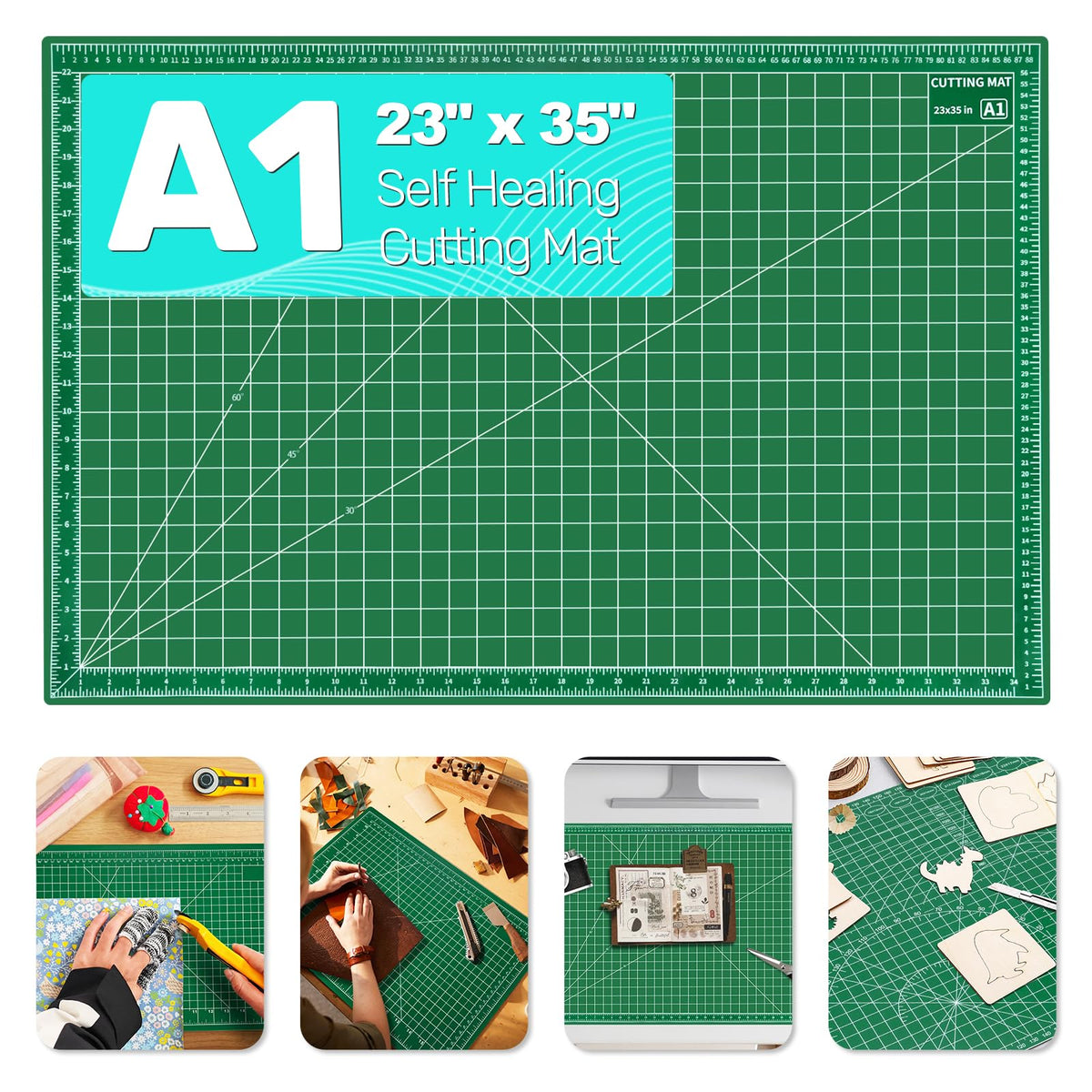 Tujurich front view large cutting mat showing grid for precise cutting