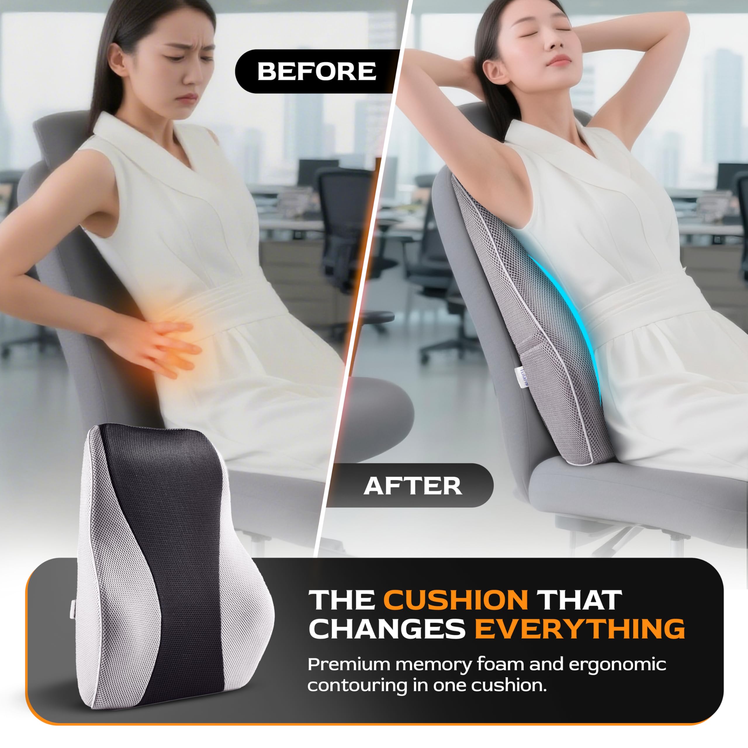 TULARIS installed on car seat demonstrating stable support during drives