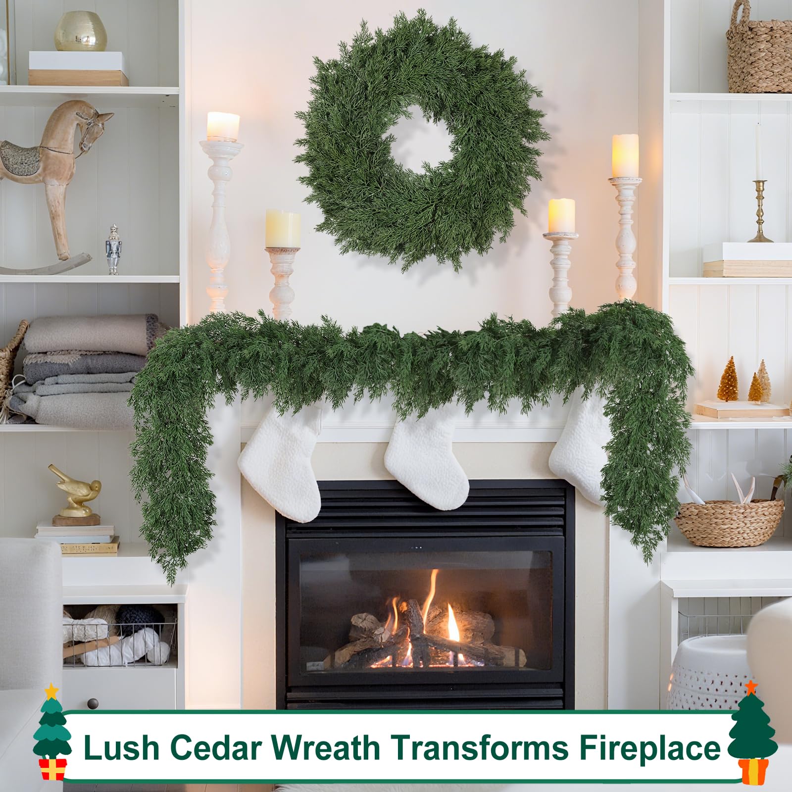 Tulvend wreath decorated with ribbon and pinecones for easy customization