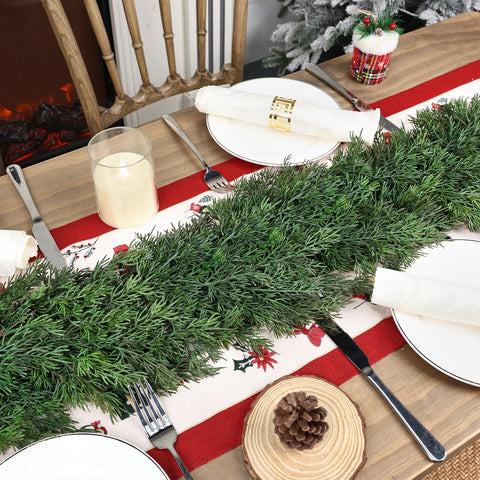 Tulvend garland on covered porch resisting light weather exposure