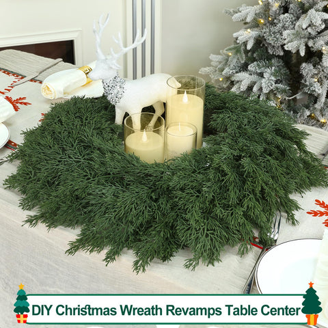 Tulvend wreath next to door showing 26-inch size and scale benefit