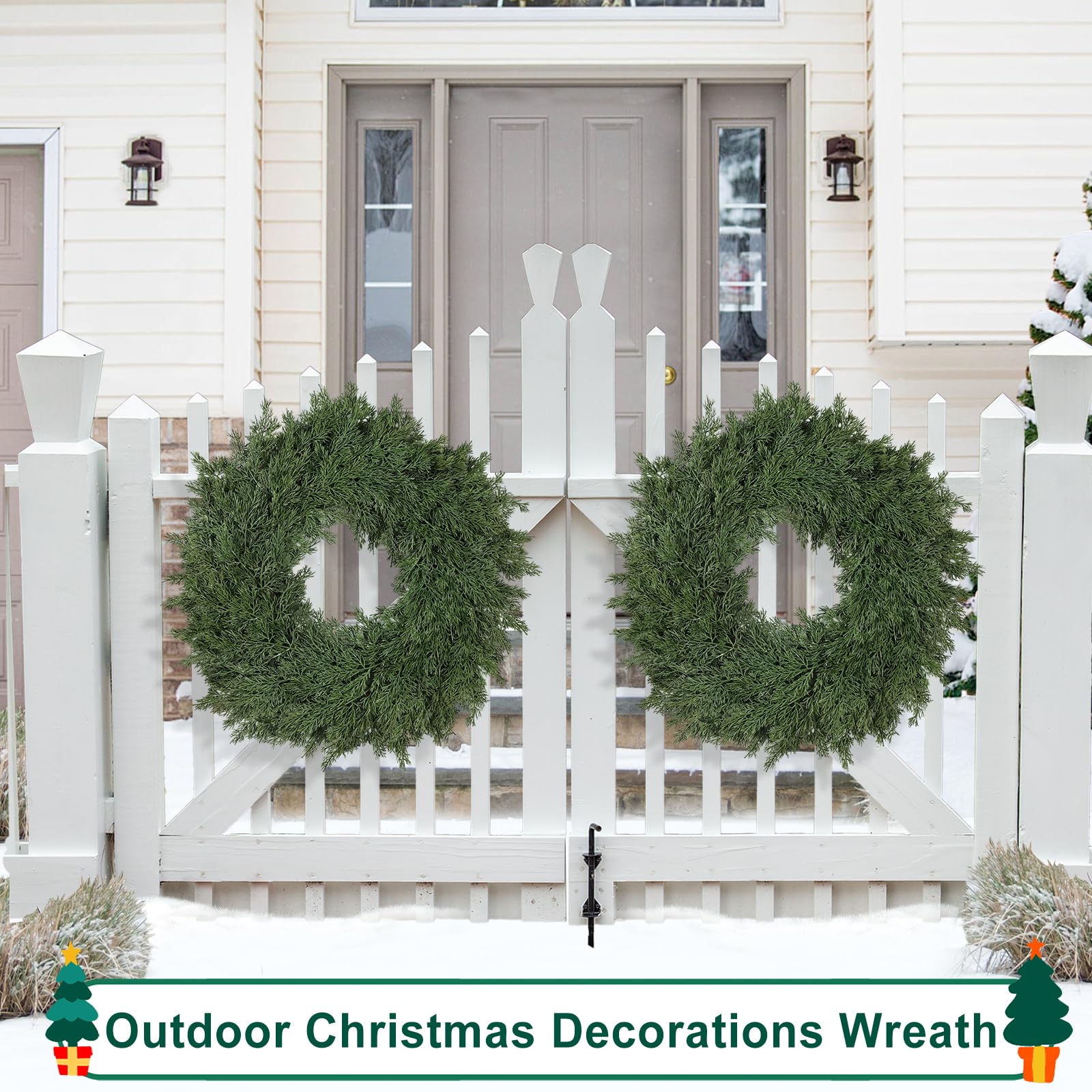 Tulvend wreath hung on porch adding festive outdoor charm