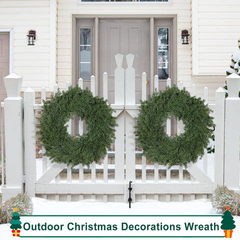 Tulvend wreath hung on porch adding festive outdoor charm