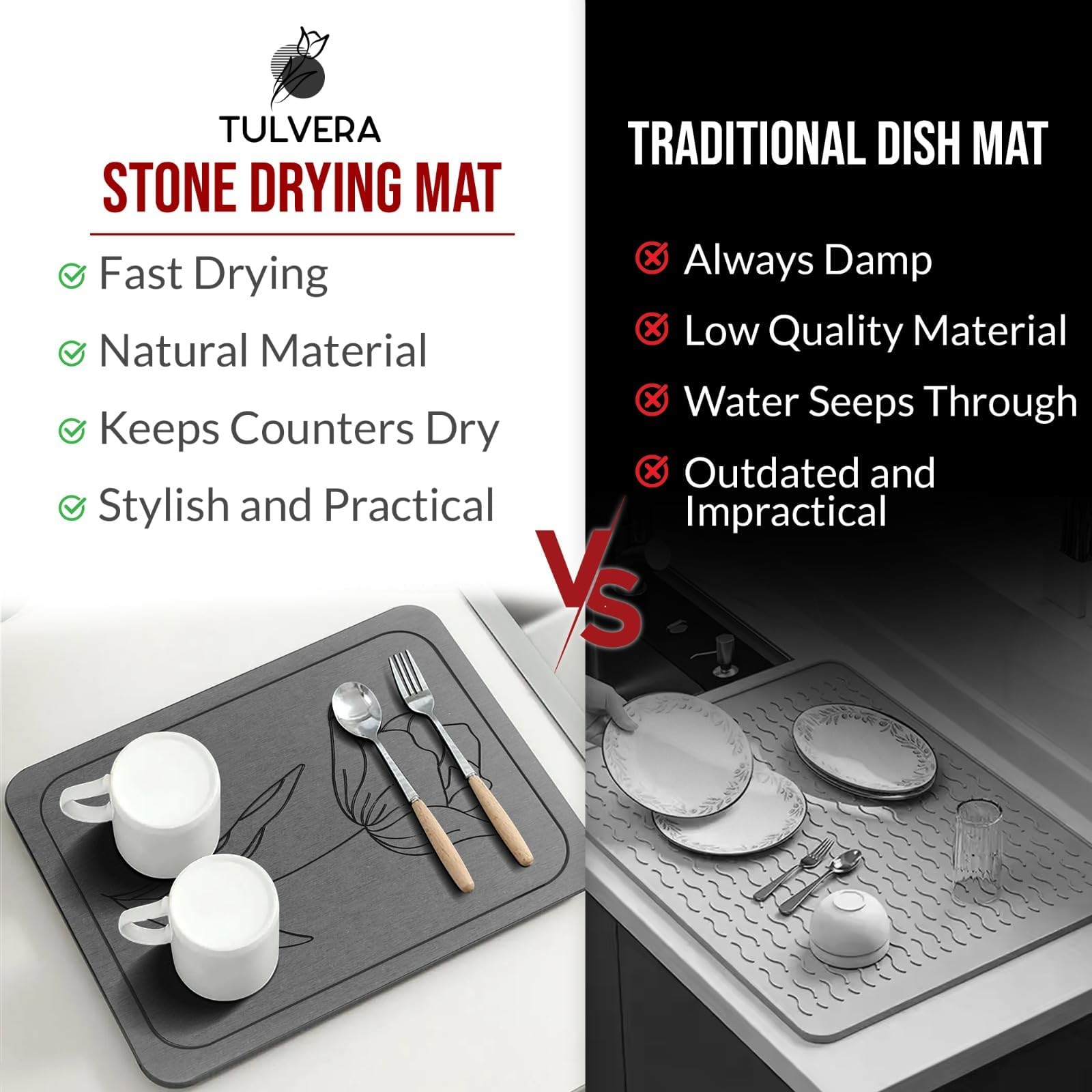 Tulvera porous diatomaceous-earth texture detail showing rapid moisture absorption benefit