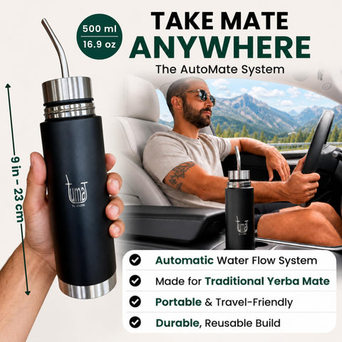 TUMA TU MATE short straw in use, clean sip without bombilla
