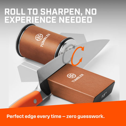 TUMBLER leather strop texture for final polishing and longer edge retention