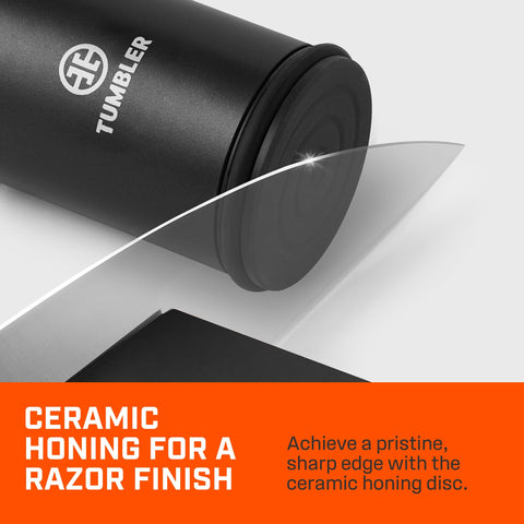 TUMBLER before and after blade comparison showing restored sharpness