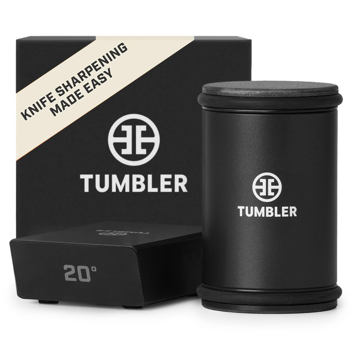TUMBLER front view in black showing compact design and durable body