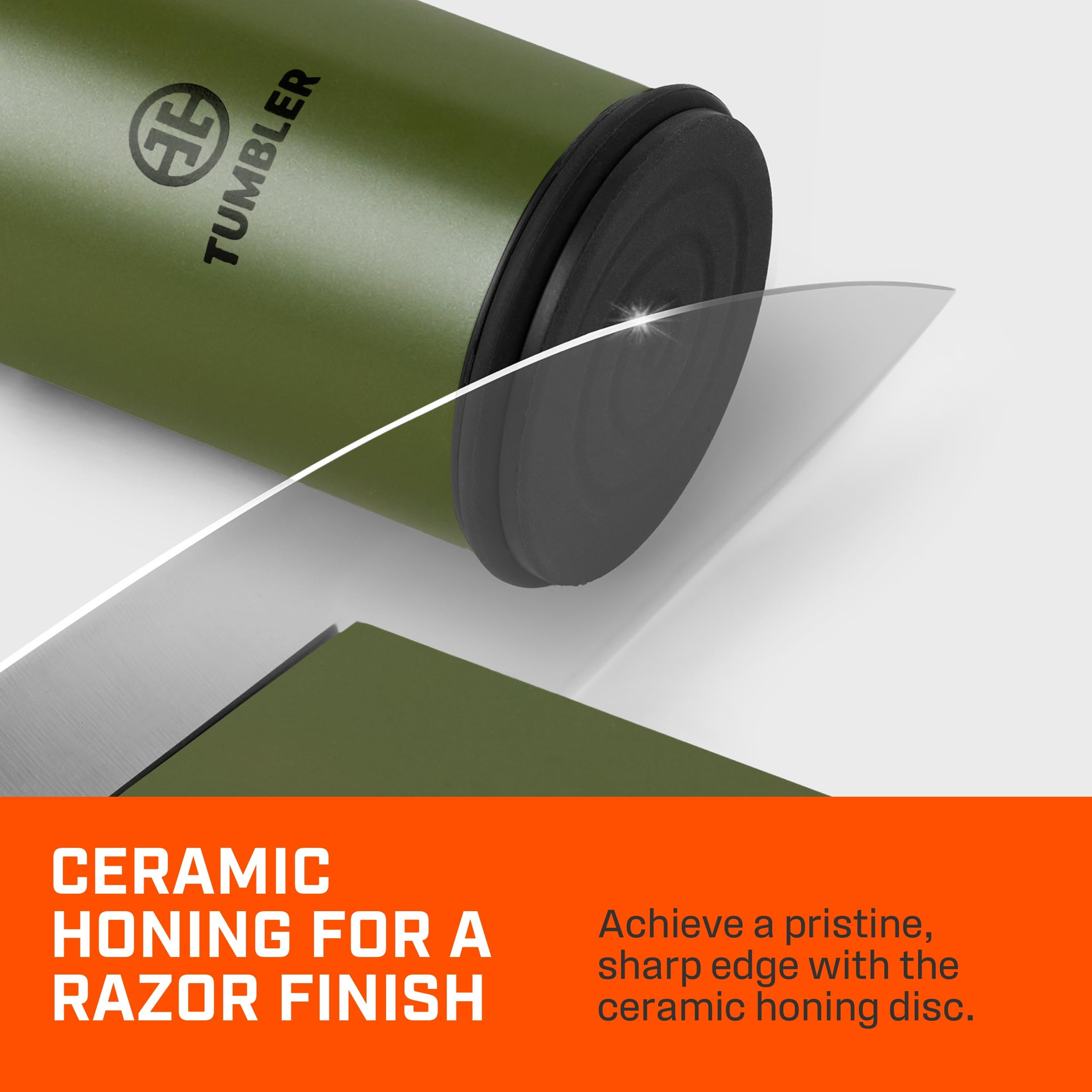TUMBLER weighted resin body detail for stable, slip-resistant sharpening