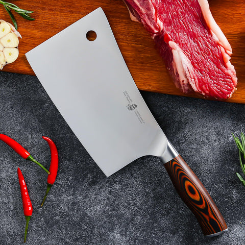 TUO cleaver on kitchen counter in lifestyle setting showcasing professional appeal