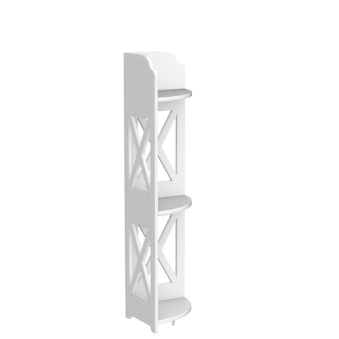 Tuoxinem shelf shown next to standard toilet to demonstrate size and space-saving benefit