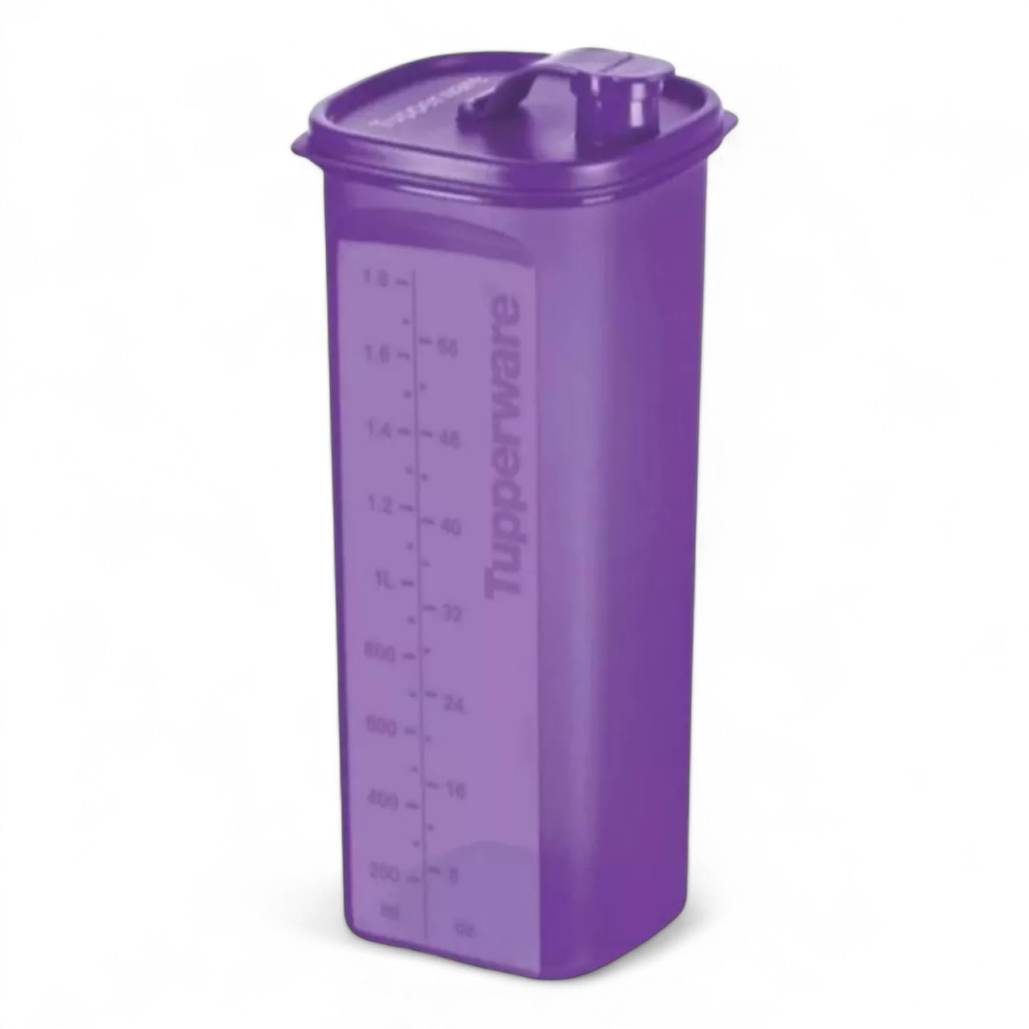 Tupperware grape purple front packaging showing pitcher shape and color, space-saving benefit