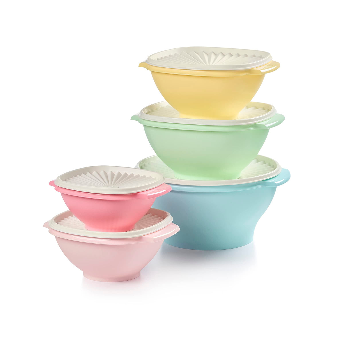 Tupperware front packaging showing full 10-piece set, organized and compact