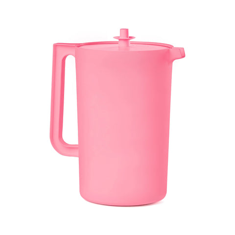 Tupperware Heritage pink pitcher front view showing elegant shape and capacity benefit