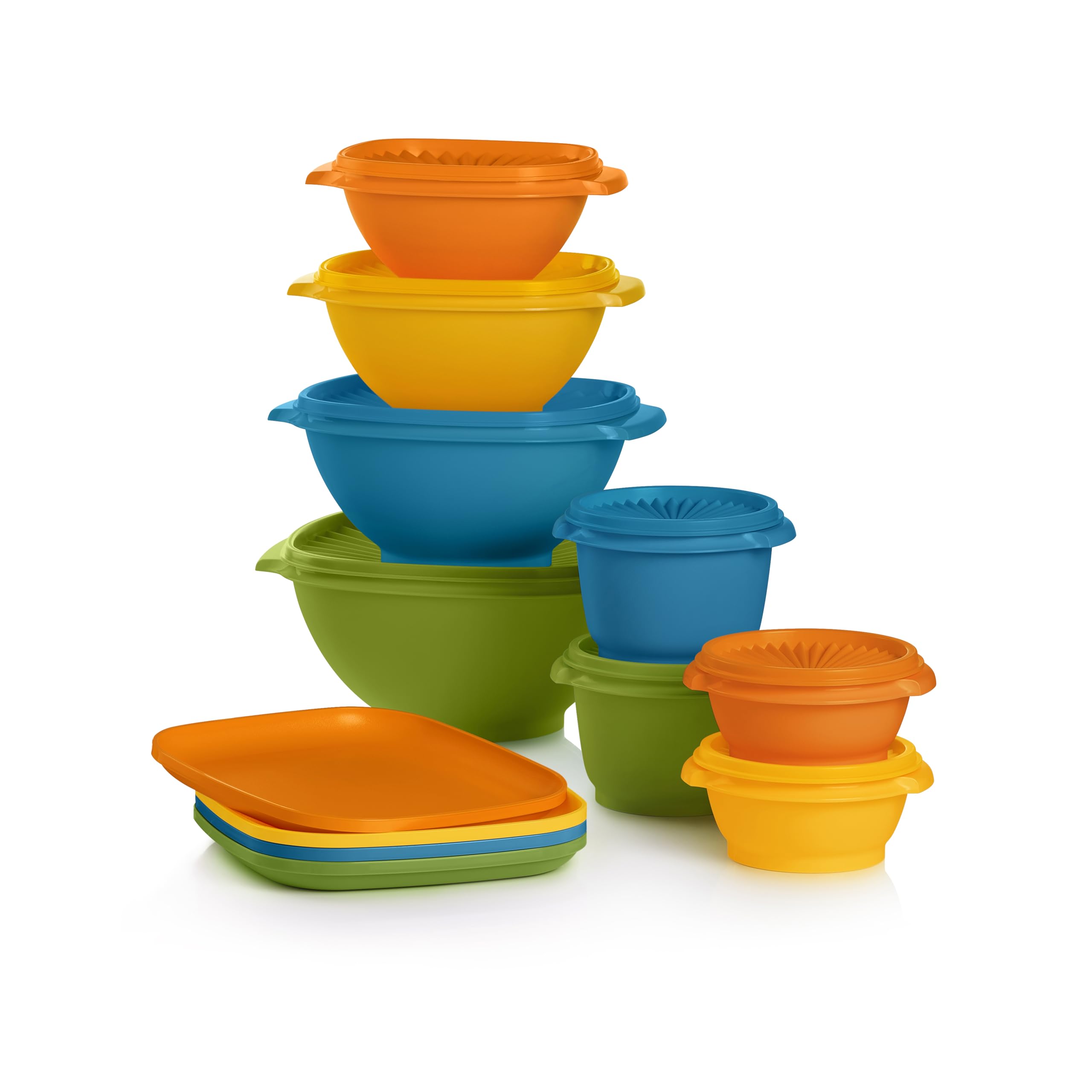 Tupperware Heritage set front view showing all pieces and retro styling benefits