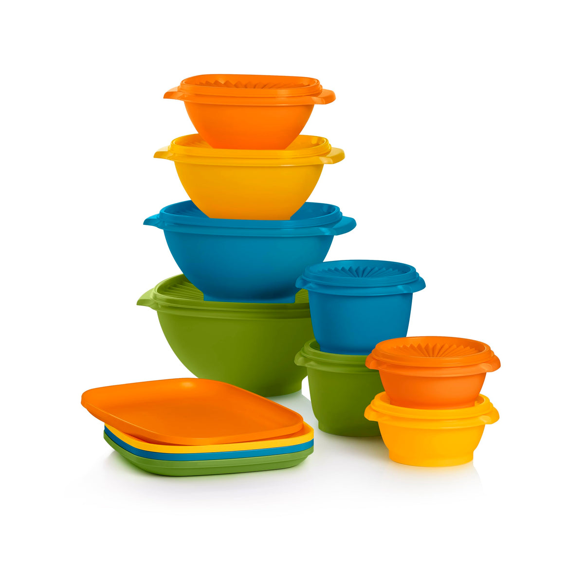 Tupperware Heritage set front view showing all pieces and retro styling benefits