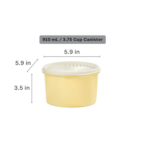 Side view of Tupperware stacked canisters showing space-saving stacking benefit