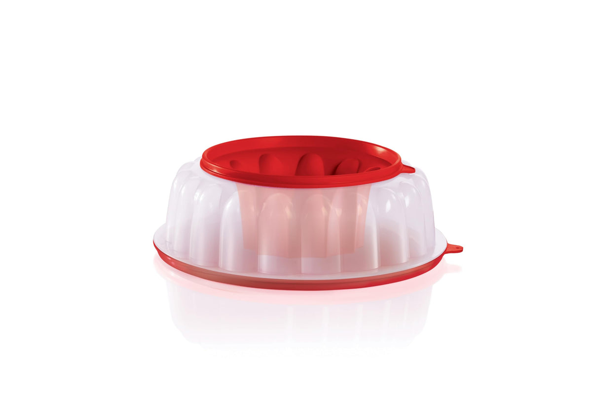 Tupperware Jel Ring front view showing lid and ring for easy storage