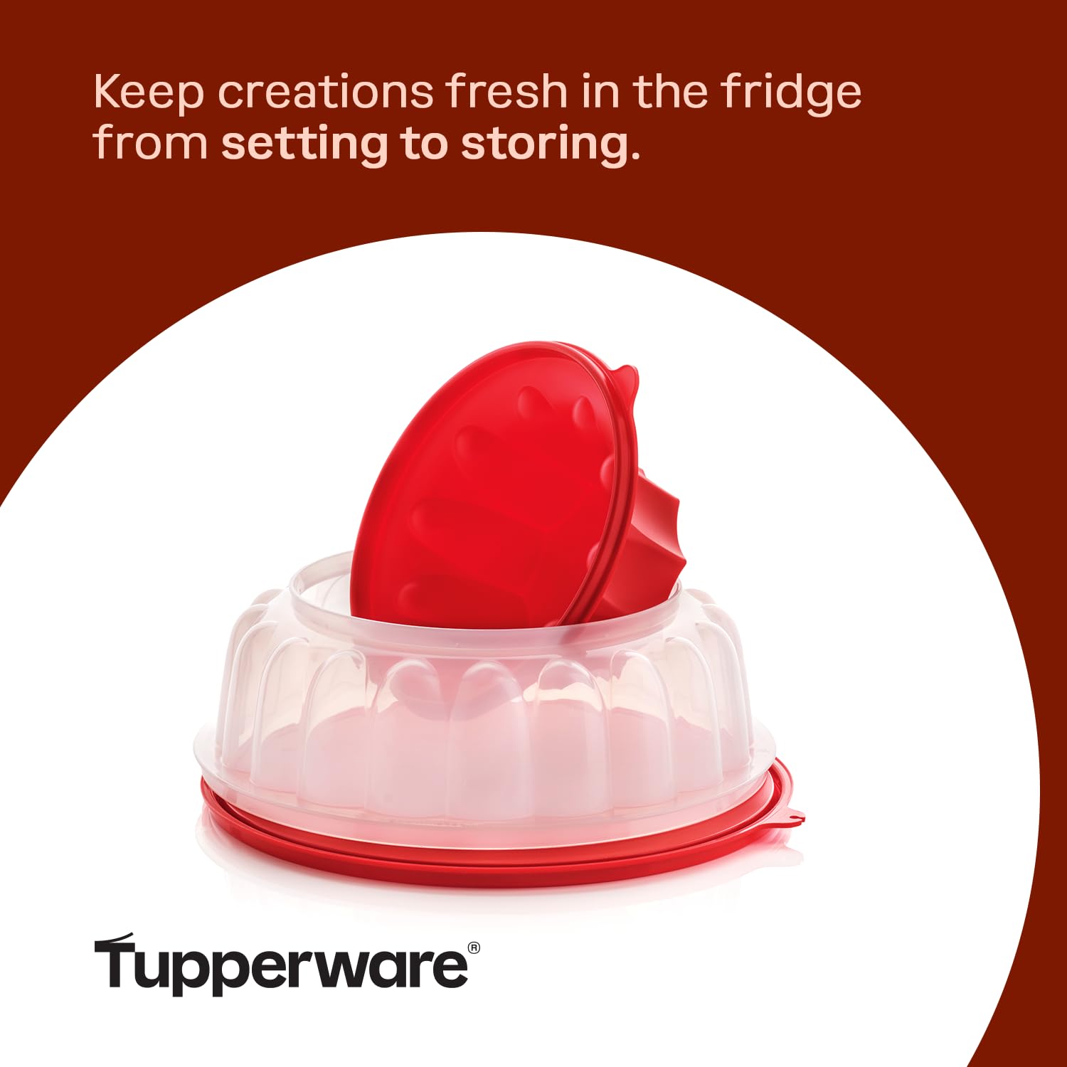 Tupperware Jel Ring molded dessert plated with clean edges for presentation