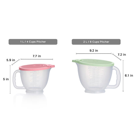 Tupperware side profile of 2L pitcher handle, ergonomic grip for steady pours