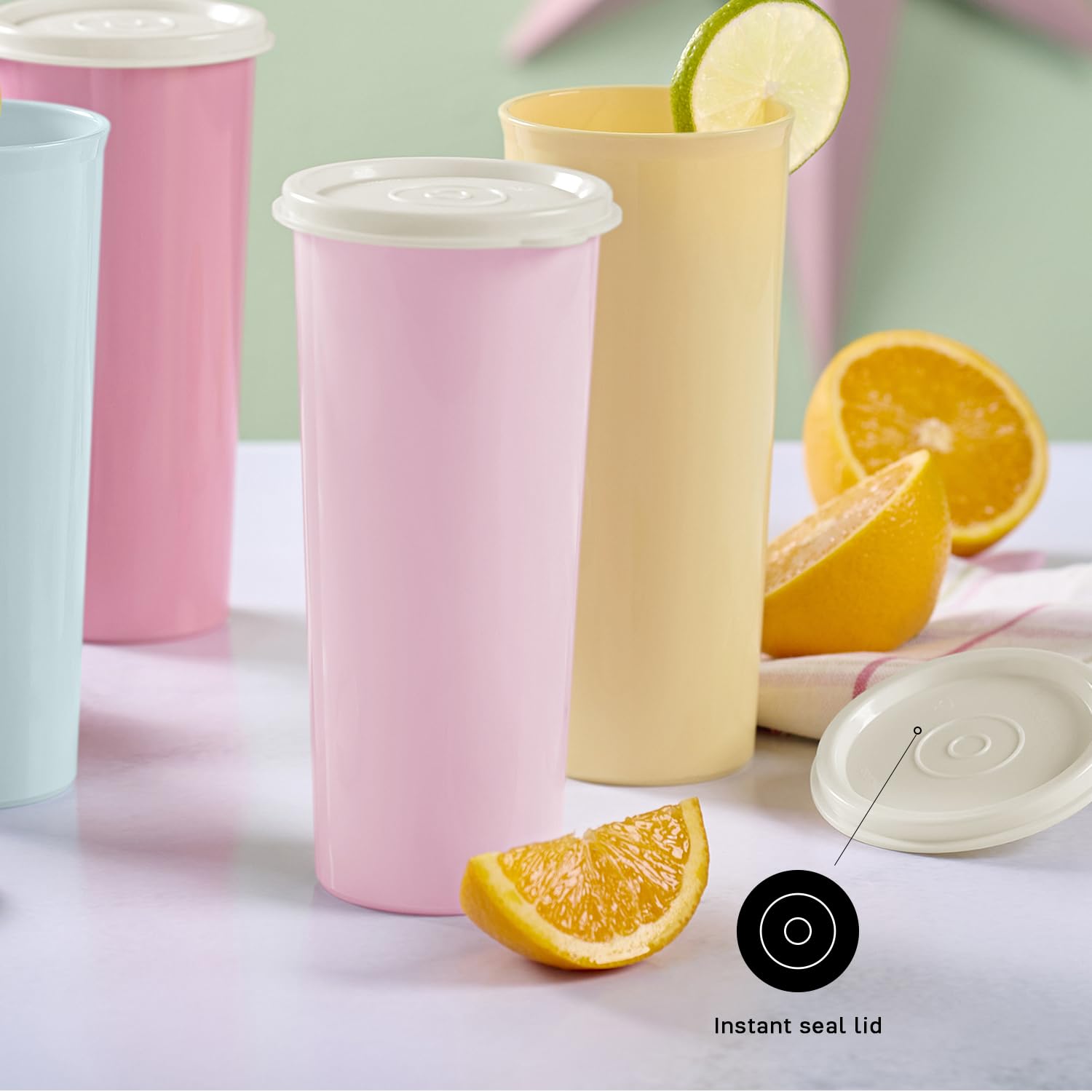 Tupperware child holding tumbler showing comfortable grip and safe lightweight use