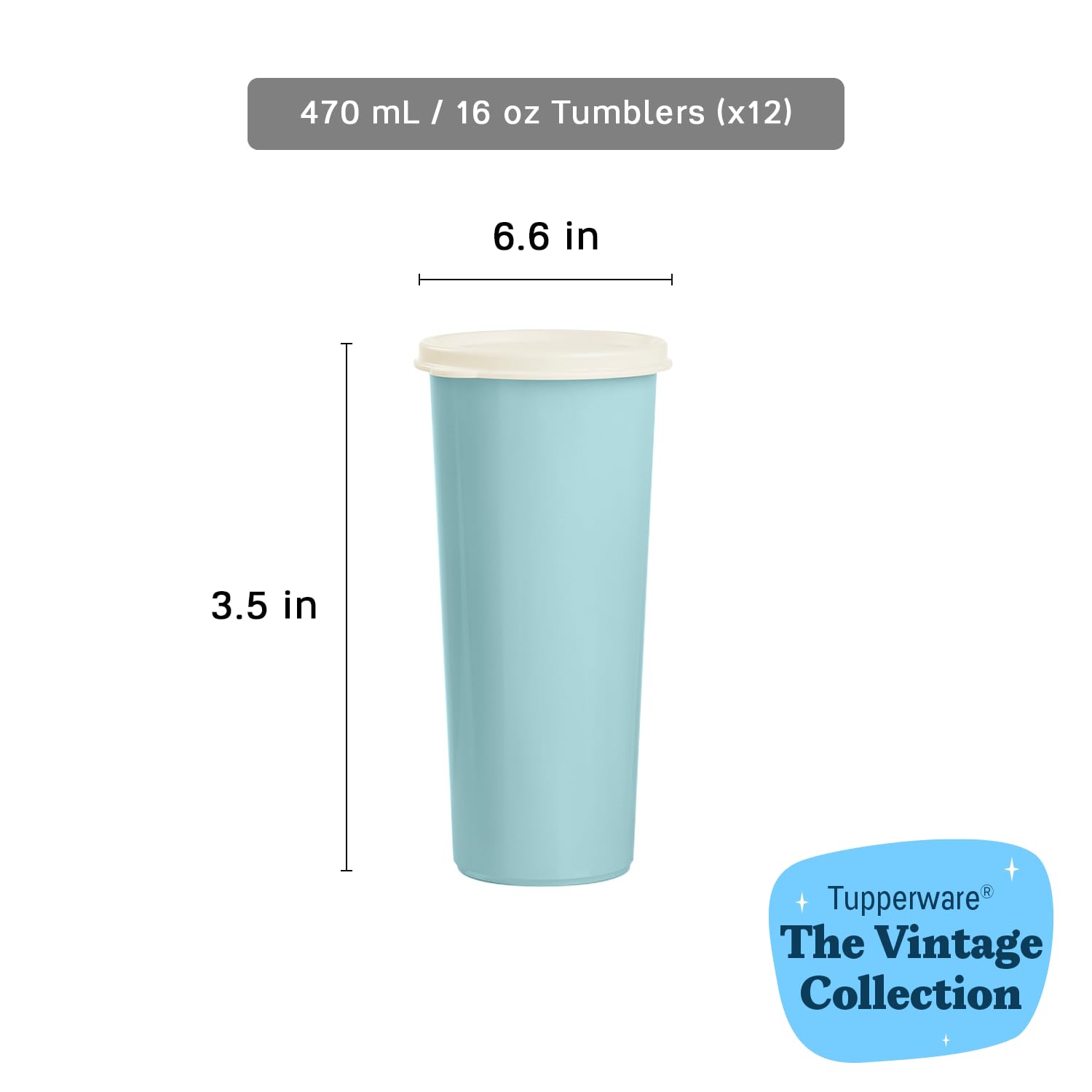 Tupperware side profile of a single tumbler highlighting slim kid-friendly design