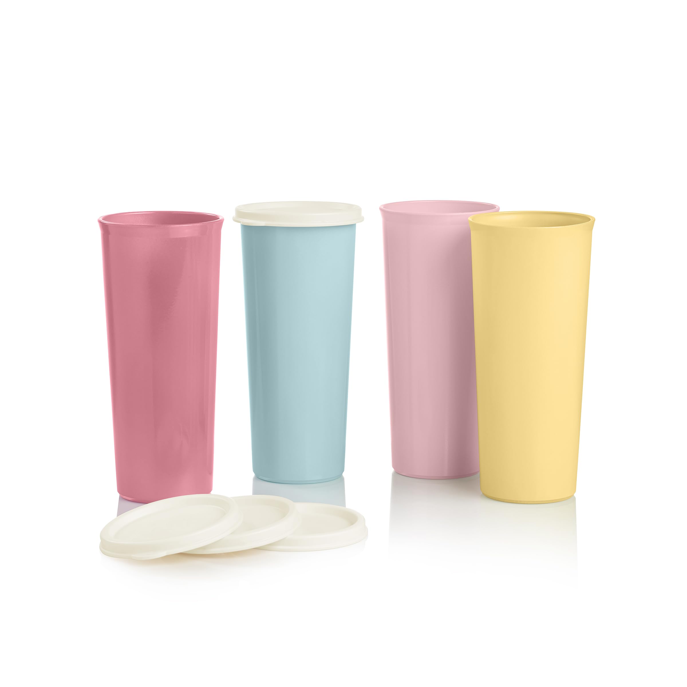 Tupperware stacked tumblers illustrating space-saving storage for busy kitchens