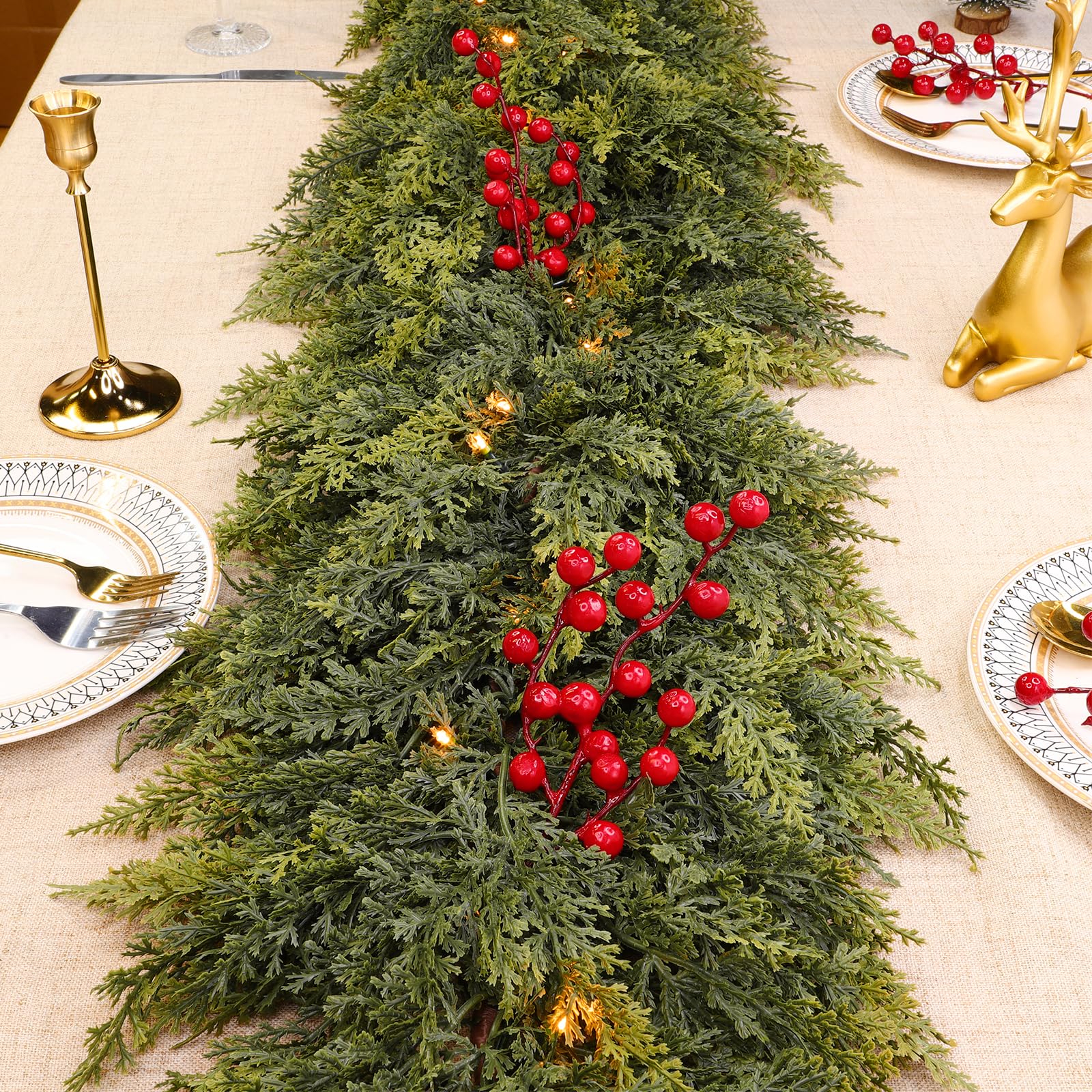 TURNMEON red berry cluster detail adding contrast and seasonal color to garland